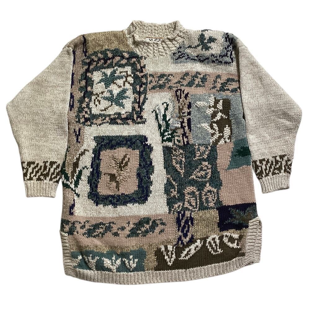 Vntg Heirloom Collectibles 90’s Colorful long sleeve Sweater women’s M - Picture 3 of 5